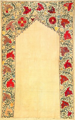 Bochara "Susani" antik, Usbekistan, 19.Jhd., Seidenstickerei auf Baumwollgewebe. Große Bochara Susani im sogenannten Ruidscho-Typus mit ...