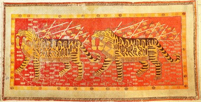 Seltener Samarkand "Tigerteppich" antik, Ostturkestan, um 1890, Wolle geknüpft auf Baumwolle. Sehr seltener Teppich aus Samarkand ...