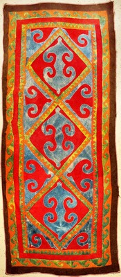 Seltener Kirgisischer Shyrdak "Filzteppich" antik, Kirgisistan, Ende 19.Jhd., Filz. Hochdekorativer Filzteppich der Kirgisen mit ...