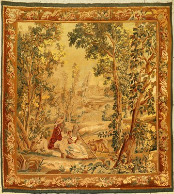 Aubosson "Tapisserie" antik, Frankreich, 19.Jhd., Wolle mit Seide. Französische Tapisserie aus den Werkstätten von Aubosson. Dekorativ, ...