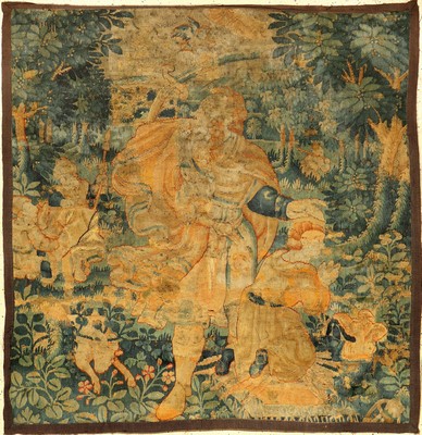 Flandern "Feuilles de Choux Tapisserie" antik (Fragment), Flandern, 16.Jhd., Wolle mit Seide, ca. 142 x 128 cm, EHZ: (Fragment).