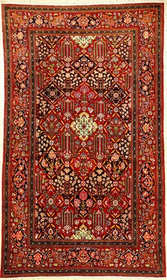 Feiner Esfahan "Ahmad" antik (Hadji-Khanumi Design), Zentralpersien, Ende 19.Jhd., Korkwolle geknüpft auf Baumwolle. Bemerkenswert fein ...