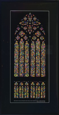 Gerhard Richter, geb. 1932, Offset auf Hochglanzpapier, "Domfenster (Köln)", Gefälligkeit-signatur, Hrsg. Kölner Dom, nur noch wenige ...