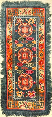 Gyantse "Meditationsteppich" alt, Südtibet, um 1920/1930, Wolle geknüpft auf Wolle. Tibetischer Meditationsteppich mit ...