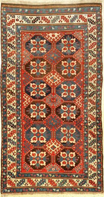 Tschelaberd Karabagh antik, Südkaukasus, um 1890/1900, Wolle geknüpft auf Wolle. Dekorativer Karabagh mit Tschelaberd-Güls im Rapport. Weiße ...