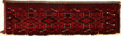 Saryk "Torba" antik (Fragment), Turkmenistan, 1.Hälfte 19.Jhd., Wolle mit Baumwoll-Highlights geknüpft auf Wolle. Sehr feine Torba der ...