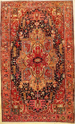 Großer seltener Heriz antik, Nordwestpersien, um 1900, Wolle geknüpft auf Baumwolle. Ungewöhnlicher Heriz-Teppich in einzigartiger ...