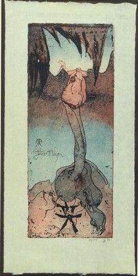 Horst Janssen, 1929-1995, Annettchen, Farbradierung, handsigniert und num. 66/100, ca. 49x20cm, PP, u.Gl., R. ca. 80x48cm