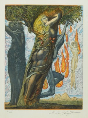 Ernst Fuchs, 1930-2015, Farbradierung, handsigniert und bez. e.a., ca. 39x29cm, PP. u.Gl., R. ca. 90x70cm