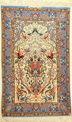 Esfahan fein sign.Mir Hendi, Persien, ca. 40 Jahre, Korkwolle mit Seide, ca. 173 x 110 cm, EHZ: 2