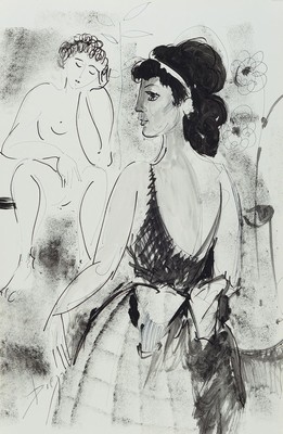 Antonio Diego Voci, 1920-1985, Aktmodel, links unten sign., pp, unter Glas gerahmt, gesamt ca. 72,5x52,5 cm