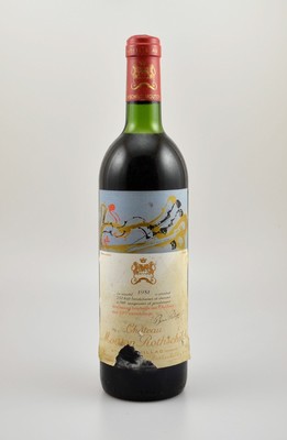 1 Flasche 1981 Chateau Mouton Rothschild, Pauillac, Premier Grand Cru Classe, ca. 75 cl, Füllstand: ca. top shoulder, Etikett beschmutzt bzw. ...