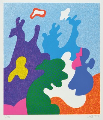 Otmar Alt, geb. 1940, Struktur, Farbserigraphie von 1971, signiert und num. 5/100, ca. 42x37cm, PP. u.Gl., R., ca. 54x70cm, R.