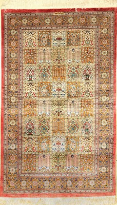 Feiner Seiden Ghom Sign., Persien, ca. 20 Jahre, reine Naturseide, ca. 157 x 97 cm, ca. 1,0 Mio. Kn/qm, EHZ: 2