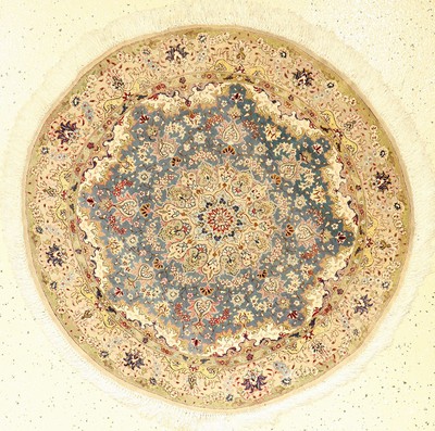 Feiner Seiden Ghom (Rund), Persien, ca. 30 Jahre, reine Naturseide, ca. 100 cm, EHZ: 2, verblaßt