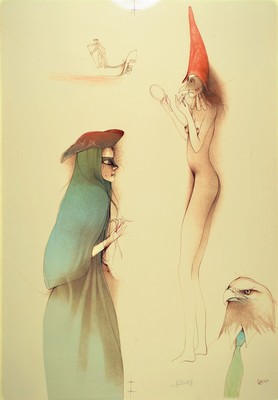 Bruno Bruni geb. 1935 Gradara, handsign., ca. 104x72 cm, unter Glas gerahmt ca. 112x80 cm