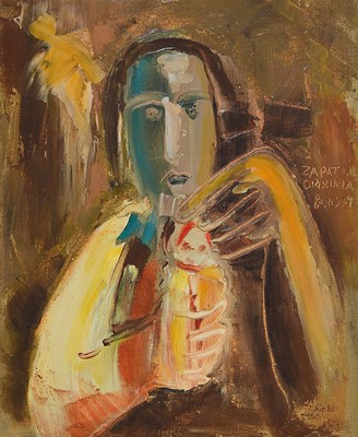 Manuel Zapata Orihuela, geb. 1921, Porträt, Öl/Lwd, seitlich rechts signiert und dat. Paris 79, ca. 41x31cm/55x48cm, R.