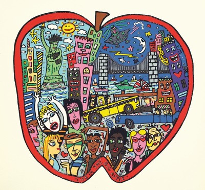 James Rizzi, 1950-2011, Life in the big Apple, Farblithografie auf Bütten, ca. 29x29 cm