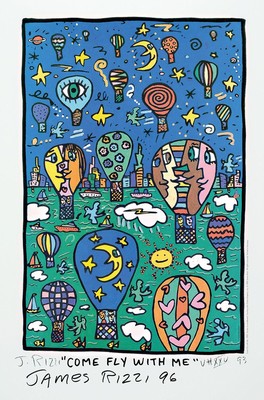 James Rizzi, 1950-2011 New York, Come fly with me, Farboffset handsigniert, datiert (19)93, Signatur nachträglich (19)96, ca. 69x49cm/ ca. 76x57cm, ...