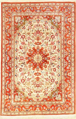 Ghom Seide, Persien, ca. 50 Jahre, reine Naturseide, ca. 150 x 99 cm, EHZ: 2(leicht verfärbt)