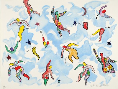 Niki de Saint Phalle, 1930-2002, Farblithographie mit Metallfoliendruck, handsigniert und num. 145/200, ca. 52x68cm, PP, u.Gl., R. ca. 73x97cm