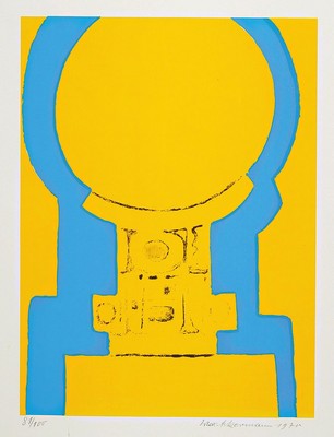 Max Ackermann, 1887-1975, Ohne Titel, Farbserigraphie von 1970, handsigniert und num. 81/100, ca. 42.5x31.5cm, PP, u.Gl., R. ca. 79x64cm