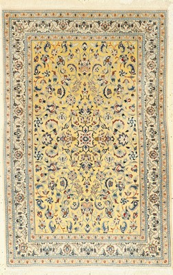 Nain fein 6 La, Persien, ca. 60 Jahre, Korkwolle mit Seide, ca. 123 x 80 cm, Mottenfraß, EHZ: 3