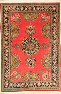 Ghom Kork, Persien, ca. 50 Jahre, Korkwollemit Seide, ca. 214 x 143 cm, Mottenfraß, EHZ: 2-3