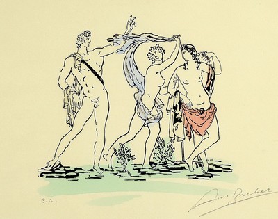 Arno Breker, 1900-1991, Das Urteil des Paris, 1977 109/120, und zwei andere Blätter, 109/120 bzw. 17/150 und e.a., ca. 21.5 x 35 cm, unter Glas, ...