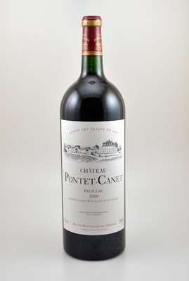 1 Magnumflasche 2000er Chateau Pontet Canet, Pauillac, Grand Cru Classe, ca. 150 cl, 13 % Vol., Füllstand: ca. into neck, hervorragender ...