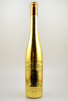 1 Flasche 1988 Riesling, Kabinett Kloster Disibodenberg, in 24 kt Goldummantelung, Scivias-Stiftung, abgefüllt Freiherr von Racknitzsches Weingut, ...