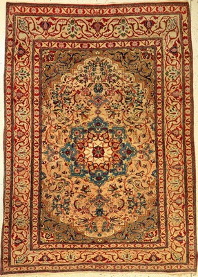 Esfahan "Ahmad" antik, Persien, 19.Jhd., Korkwolle, ca. 195 x 140 cm, EHZ: 3-4