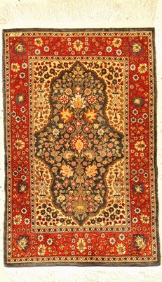 Seiden Hereke (Signiert), Türkei, um 1970, reine Naturseide, ca. 82 x 52 cm, EHZ: 2 (verblaßt)