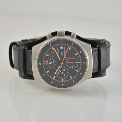 PORSCHE DESIGN Orfina Flieger-Chronograph der Bundeswehr mit original Box & Anleitung, Schweiz um 1980, matt. Geh., Krone & Boden verschr., Vers.-Nr. ...