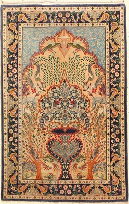 Esfahan fein, Persien, ca. 30 Jahre, Korkwolle mit und auf Seide, ca. 109 x 71 cm, EHZ: 2