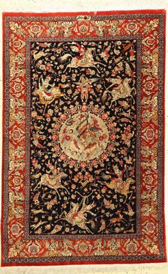 Ghom Seide Signiert, Persien, ca. 40 Jahre,reine Naturseide, ca. 150 x 98 cm, EHZ: 2-3