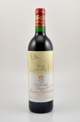 1 Flasche 1993 Chateau Mouton Rothschild, Pauillac, Premier Grand Cru Classe, ca. 75 cl, 12,5 % Vol., Füllstand: into neck, hervorragender ...