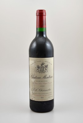 1 Flasche 1994 Chateau Montrose, Saint-Estephe, Grand Cru Classe, ca. 75 cl, 12,5 % Vol., Füllstand: into neck, Etikett beschmutzt, unverkostet, ...