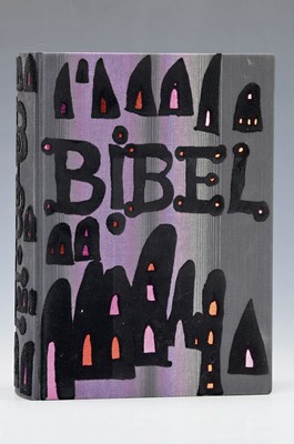 Die Bibel illustriert von Friedensreich Hundertwasser, Pattloch Verlag, 1995, Einband und Schuber von Hundertwasser gestaltet