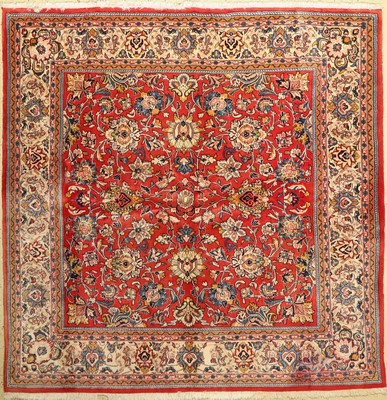 Sarogh fein, Persien, ca. 40 Jahre, Wolle auf Baumwolle, ca. 210 x 207 cm, EHZ: 2 unterer Berreich Verfärbt.