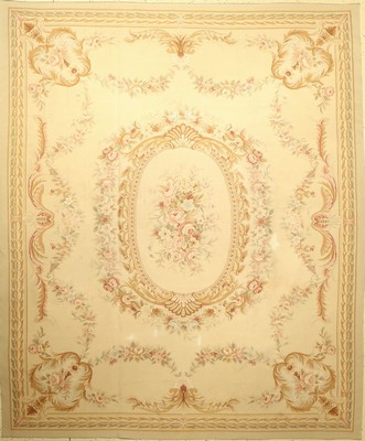 Aubosson, China, ca. 30 Jahre, Wolle auf Baumwolle, ca. 292 x 248 cm, EHZ: 3(Flecken)