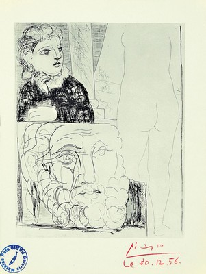 Pablo Picasso, 1881-1973, Farboffset, rechts unten mit rotem Farbstift signiert und dat. 30.12.56, links unten Stempel der Galerie Mathias Fels ...