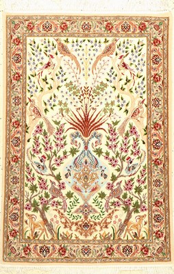 Esfahan fein, Persien, ca. 20 Jahre, Korkwolle mit und auf Seide, ca. 120 x 81 cm, EHZ: 2