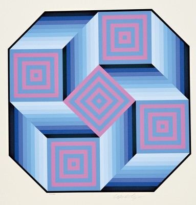 Viktor Vasarely, 1906 - 1997, Farbserigraphie, handsigniert und num. 128/300, ca. 55 x 44 cm