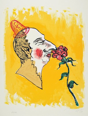 Markus Lüpertz, geb. 1941, "Liberty", sign., dat. 97, num. 24/133, unter Glas gerahmt, gesamt ca. 178x66 cm