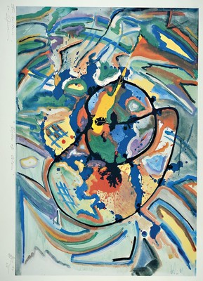 Andreas Hötzel, Farbsiebdruck, sign., num. 4/11, dat. 94, unter Glas gerahmt, gesamt ca. 71x101 cm