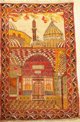 Sivas "Bildteppich" alt, (Mevlana), Türkei,um 1930, Wolle auf Wolle, ca. 216 x 144 cm, EHZ: 2