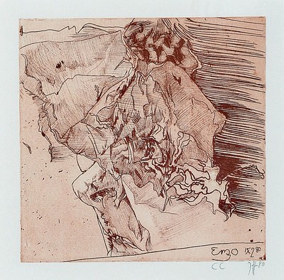 Horst Janssen, 1929-1995, Radierung, Enzo, dat.15.02.80, handsigniert, num. CC, ca. 19.5 x 19.5 cm, unter Glas, Rahmen, PP., ca. 75 x 65 cm