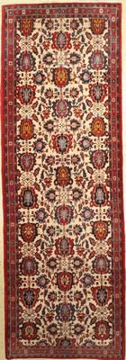 Weramin alt, Persien, ca. 50 Jahre, Wolle auf Baumwolle, ca. 332 x 114 cm, seltenes Format, dekorativ, EHZ: 2-3