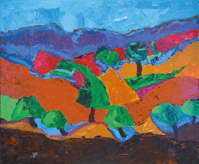 Gernot Kissel Zuschreibung, 1939-2008, abstrakte Landschaft, Öl/Lwd, unsigniert, 100 x 120 cm, stammt aus dem Atelier des Künstlers